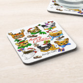 Frohe Weihnachtskatzen Getränkeuntersetzer (Linke Seite)