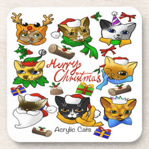 Frohe Weihnachtskatzen Getränkeuntersetzer