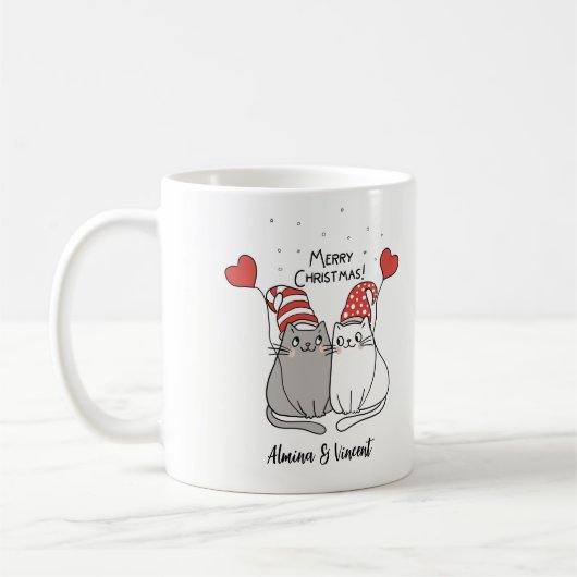 Frohe Weihnachtskatzen Kaffeetasse (Links)