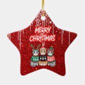 Frohe Weihnachtskatzen Keramik Ornament (Hinten)