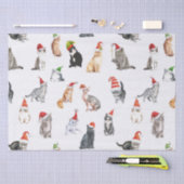 Frohe Weihnachtskatzen mit Weihnachtsmannmützen Seidenpapier (Handwerk)