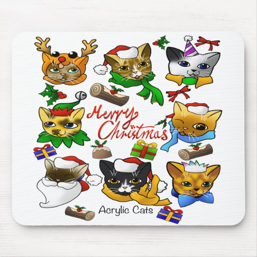 Frohe Weihnachtskatzen Mousepad (Vorne)