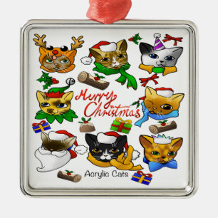 Frohe Weihnachtskatzen Ornament Aus Metall