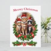 Frohe Weihnachtskatzen Tiere Einladung (Stehend Vorderseite)