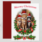 Frohe Weihnachtskatzen Tiere Einladung (Vorne/Hinten)