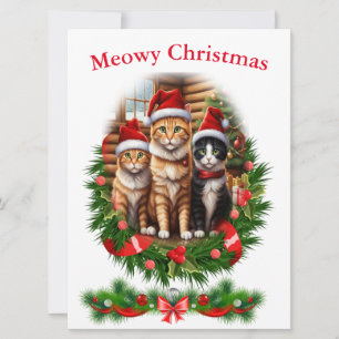 Frohe Weihnachtskatzen Tiere Einladung