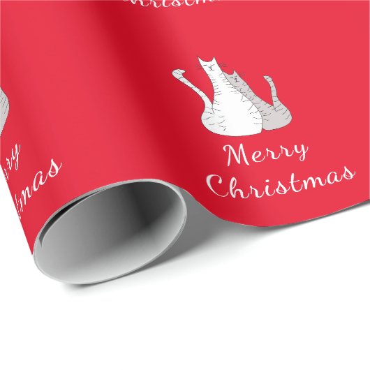 Frohe Weihnachtskatzen Zeichnend festliche Kätzche Geschenkpapier (Rolleneckpunkt)