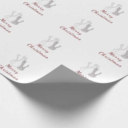 Frohe Weihnachtskatzen Zeichnend Niedliche Kätzche Geschenkpapier (Ecke)