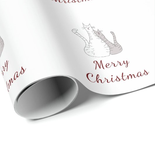 Frohe Weihnachtskatzen Zeichnend Niedliche Kätzche Geschenkpapier (Rolleneckpunkt)