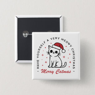 Frohe Weihnachtskatzenfrau Catmas Button