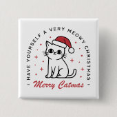 Frohe Weihnachtskatzenfrau Catmas Button (Vorderseite)