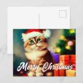 Frohe Weihnachtskatzenleder Postkarte (Vorne/Hinten)