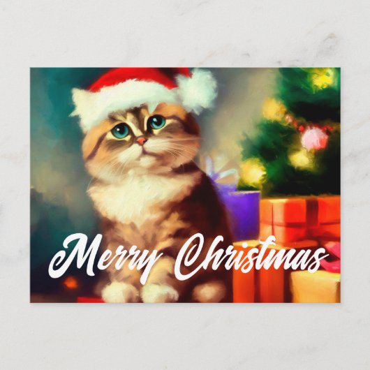 Frohe Weihnachtskatzenleder Postkarte (Vorderseite)