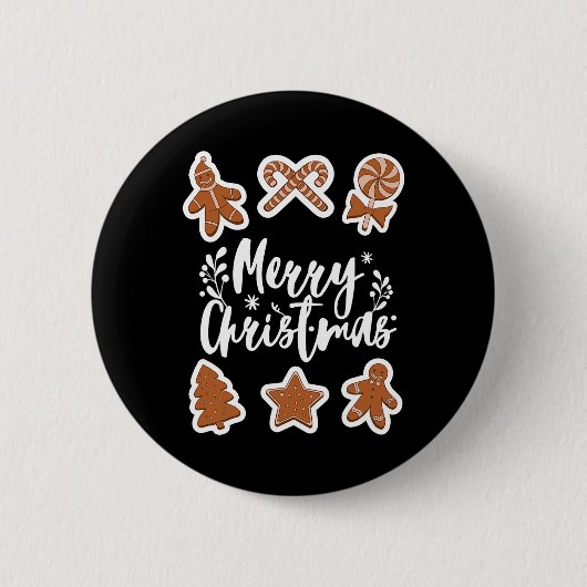 Frohe Weihnachtskekse Gingerbread Man Tree Bakin Button (Vorderseite)