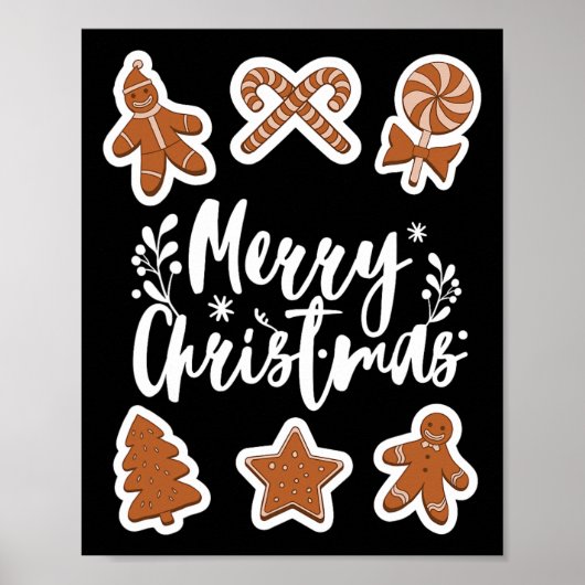 Frohe Weihnachtskekse Gingerbread Man Tree Bakin Poster (Vorne)