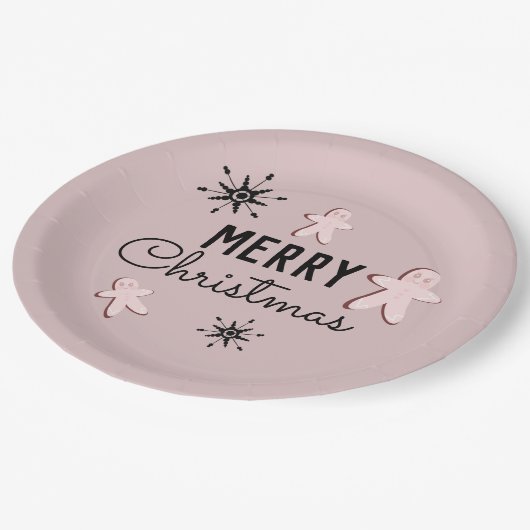 Frohe Weihnachtskekse Gingerbread Pappteller (Schrägansicht)