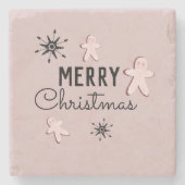 Frohe Weihnachtskekse Lebkuchen Pink Steinuntersetzer (Vorderseite)