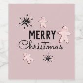 Frohe Weihnachtskekse Lebkuchen Pink Weinetikett (Einzelnes Label)