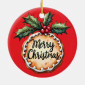 Frohe Weihnachtskekse mit Holly Berries Keramik Ornament (Hinten)