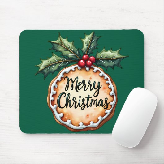 Frohe Weihnachtskekse mit Holly Berries Mousepad (Mit Mouse)