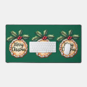 Frohe Weihnachtskekse mit Holly Berries Schreibtischunterlage (Tastatur & Maus)