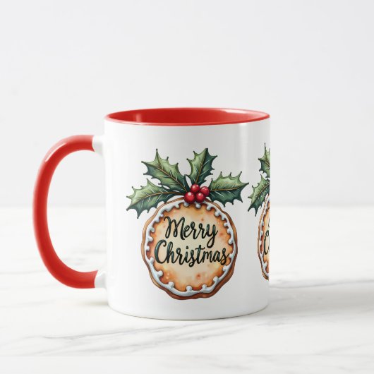Frohe Weihnachtskekse mit Holly Berries Tasse (Links)