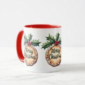 Frohe Weihnachtskekse mit Holly Berries Tasse (Vorderseite Links)