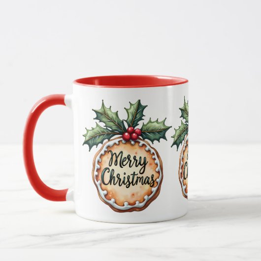 Frohe Weihnachtskekse mit Holly Berries Tasse (Links)