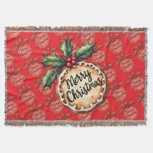 Frohe Weihnachtskekse mit Stechpalmenbeeren Rot Decke