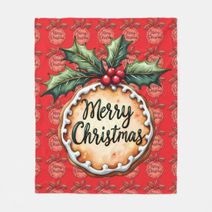 Frohe Weihnachtskekse mit Stechpalmenbeeren Rot Fleecedecke