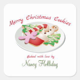 Frohe Weihnachtskekse Weihnachtskleber Quadratischer Aufkleber