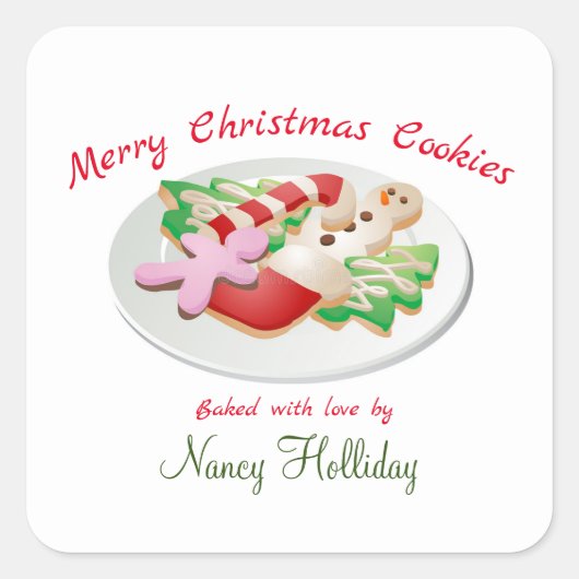 Frohe Weihnachtskekse Weihnachtskleber Quadratischer Aufkleber (Vorderseite)