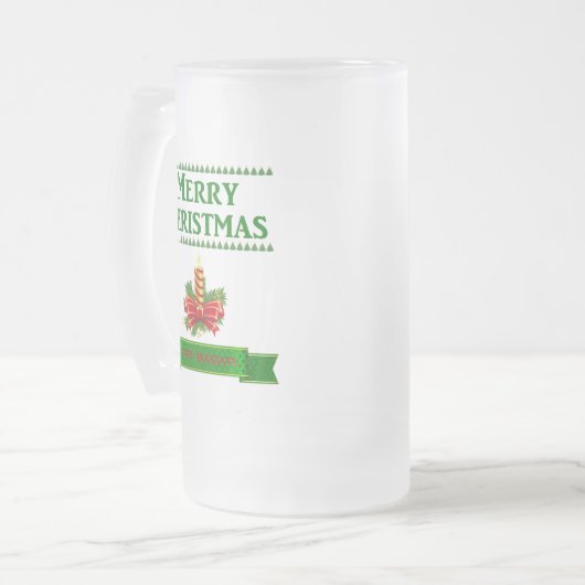 Frohe Weihnachtskerze (grn/rot) Mattglas Bierglas (Vorderseite Links)