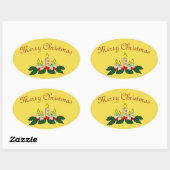 Frohe Weihnachtskerze Oval Sticker (Blatt)