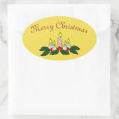 Frohe Weihnachtskerze Oval Sticker (Tasche)