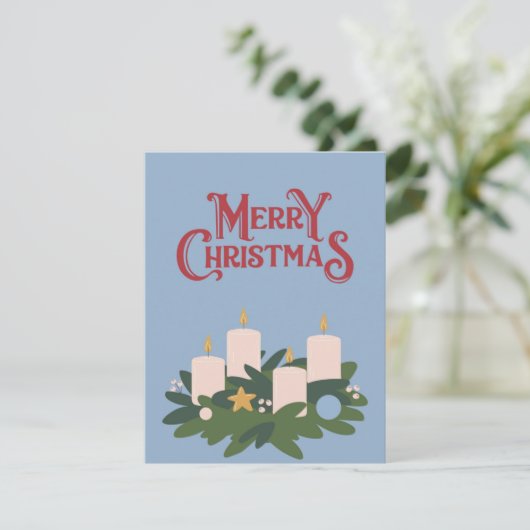 Frohe Weihnachtskerzen Feiertagskarte (Stehend Vorderseite)