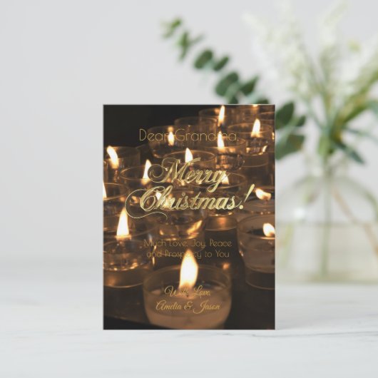 Frohe Weihnachtskerzen Romantisches Kerzenlicht Postkarte (Stehend Vorderseite)