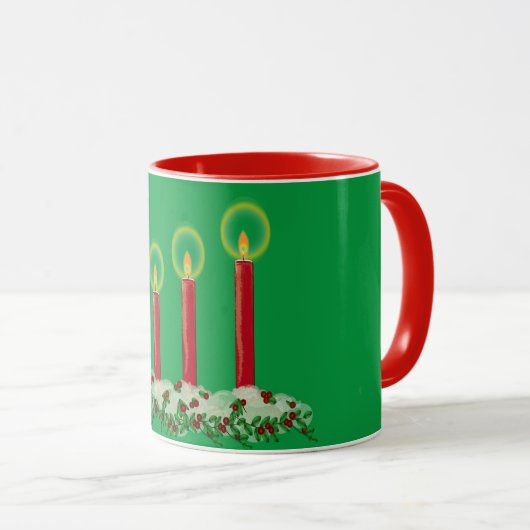 Frohe Weihnachtskerzendesign Tasse (VorderseiteRechts)
