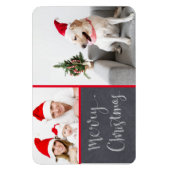 Frohe Weihnachtskhalk Design Doppel-Foto Urlaub Magnet (Vertikal)