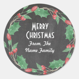 Frohe Weihnachtskhalk Rustikale Blume Kreidepfropf Runder Aufkleber