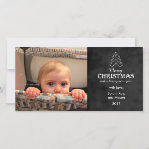 Frohe Weihnachtskhalkboard mit Baum-Fotokarte Feiertagskarte