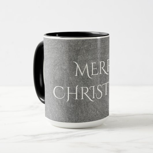 Frohe Weihnachtskhalkboard Typografie Schwarz-weiß Tasse (Vorderseite Links)