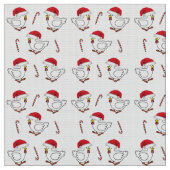 Frohe Weihnachtskiche mit Weihnachtsmannmützen Stoff (Nahaufnahme)