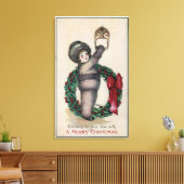 Frohe WeihnachtsKid-Knacken mit einem Kranz Leinwanddruck (Insitu (Wohnzimmer))