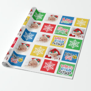 Frohe Weihnachtskids & Baby Collage Packpapier