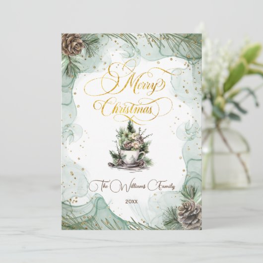 Frohe Weihnachtskiefer Botanisch Karte (Stehend Vorderseite)