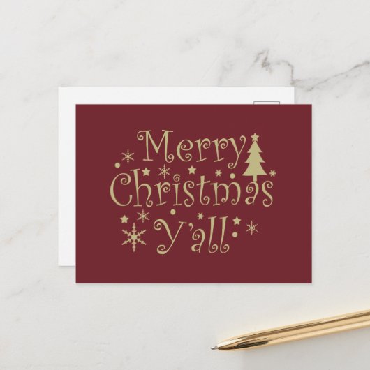 Frohe Weihnachtskiefer dekoriert Feiertagspostkarte (Vorderseite/Rückseite Beispiel)