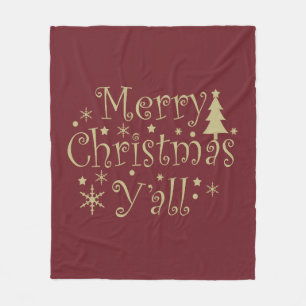 Frohe Weihnachtskiefer dekoriert Fleecedecke