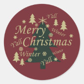 Frohe Weihnachtskiefer dekoriert Runder Aufkleber (Vorderseite)