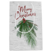 Frohe Weihnachtskiefer und Berry Medium Geschenkta Mittlere Geschenktüte (Vorderseite)